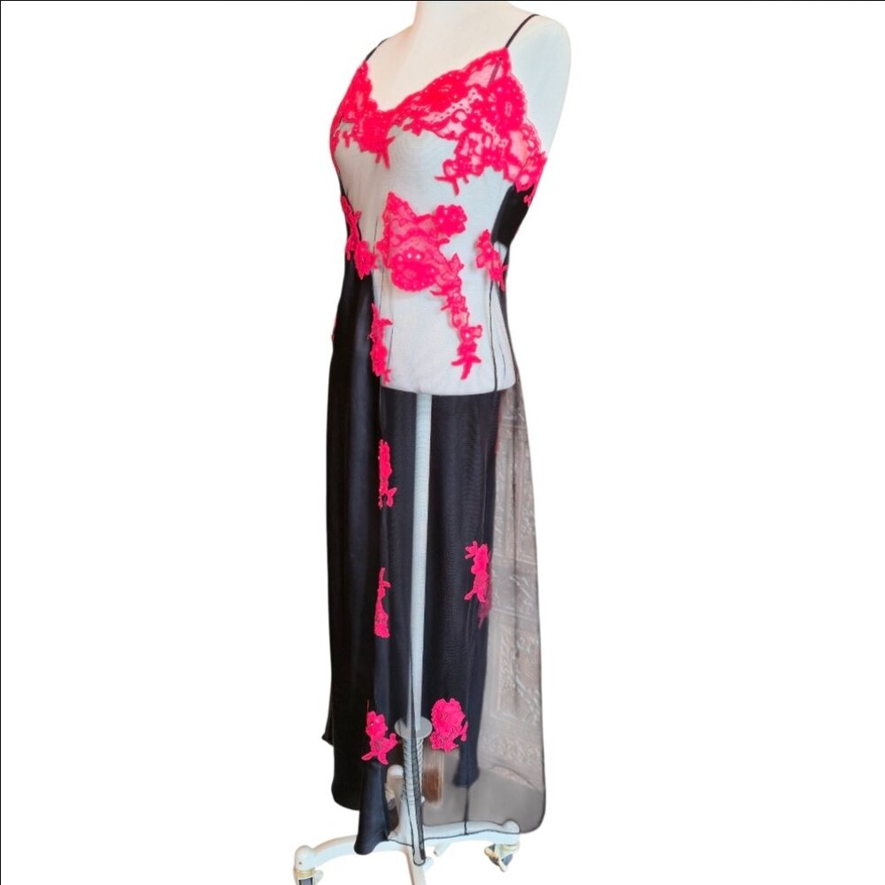Fredericks of Hollywood vintage silk gown with matching peignoir size XL - Picture 3 of 15